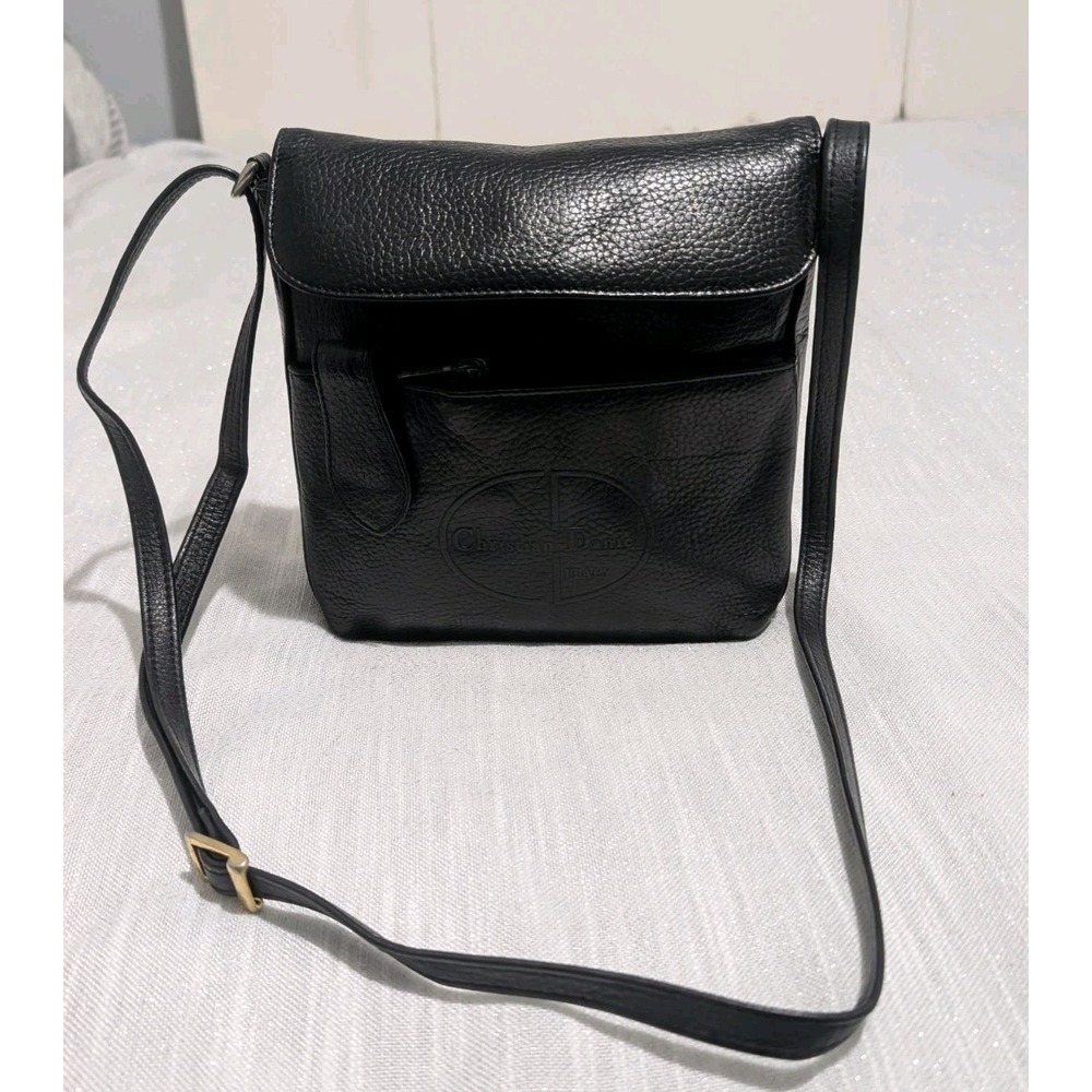 Christian‎ Daniel Made in Italy Black Pebbled Leather Crossbody Shoulder Bag